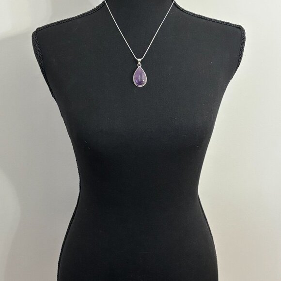 Natural Pear Shaped Amethyst Pendant Necklace - Picture 5 of 5